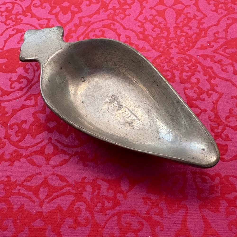 Pewter Vintage Pap Boat w/ stamped markings on the back.